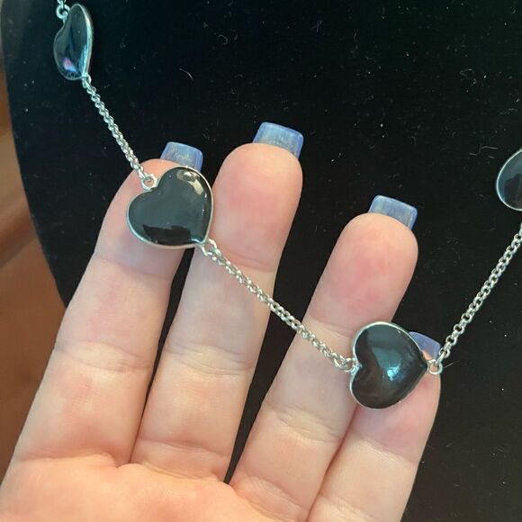 Ladies Lauren Adams black enamel heart necklace - Picture 2 of 4